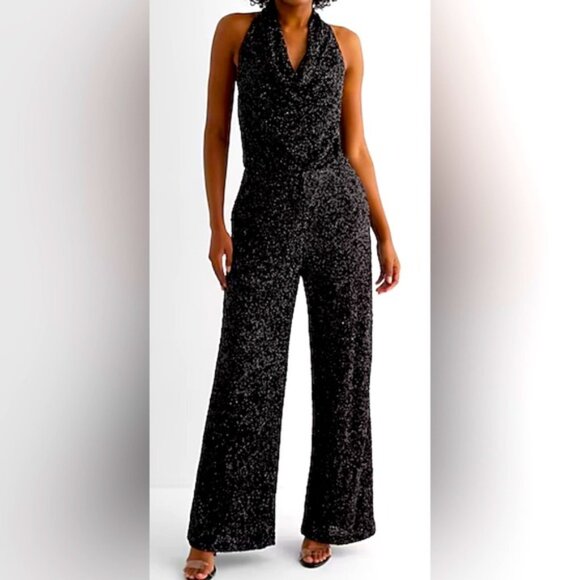 Express Sequin Halter Jumpsuit - Large - Picture 2 of 5